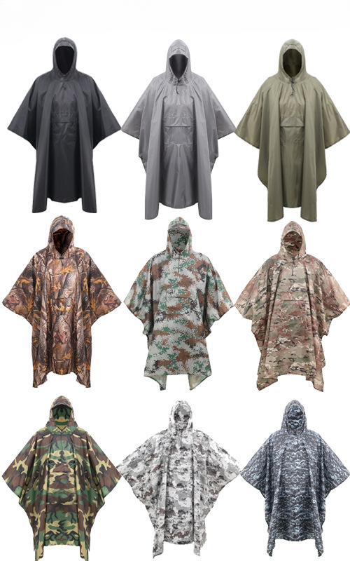 Olive Green OXFORD Fabric Heavy Duty Rain Poncho Comfortable Rainwear