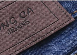 China Logo Printable Embossed Leather Patches With Leather Clothing Labels wholesale