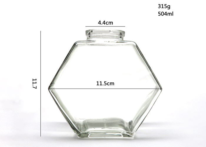 Hexagon Empty 240ml 380ml Glass Honey Jars With Dipper Eco - Friendly