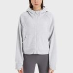 Winter Women's Casual Zip Up Hoodie Jacket Long Sleeve Hooded Sweatshirt With
