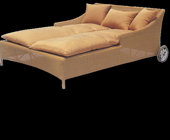 Garden rattan wicker sun lounge outdoor waterproof twins day bed beach pool twins lounger with cushions---6051