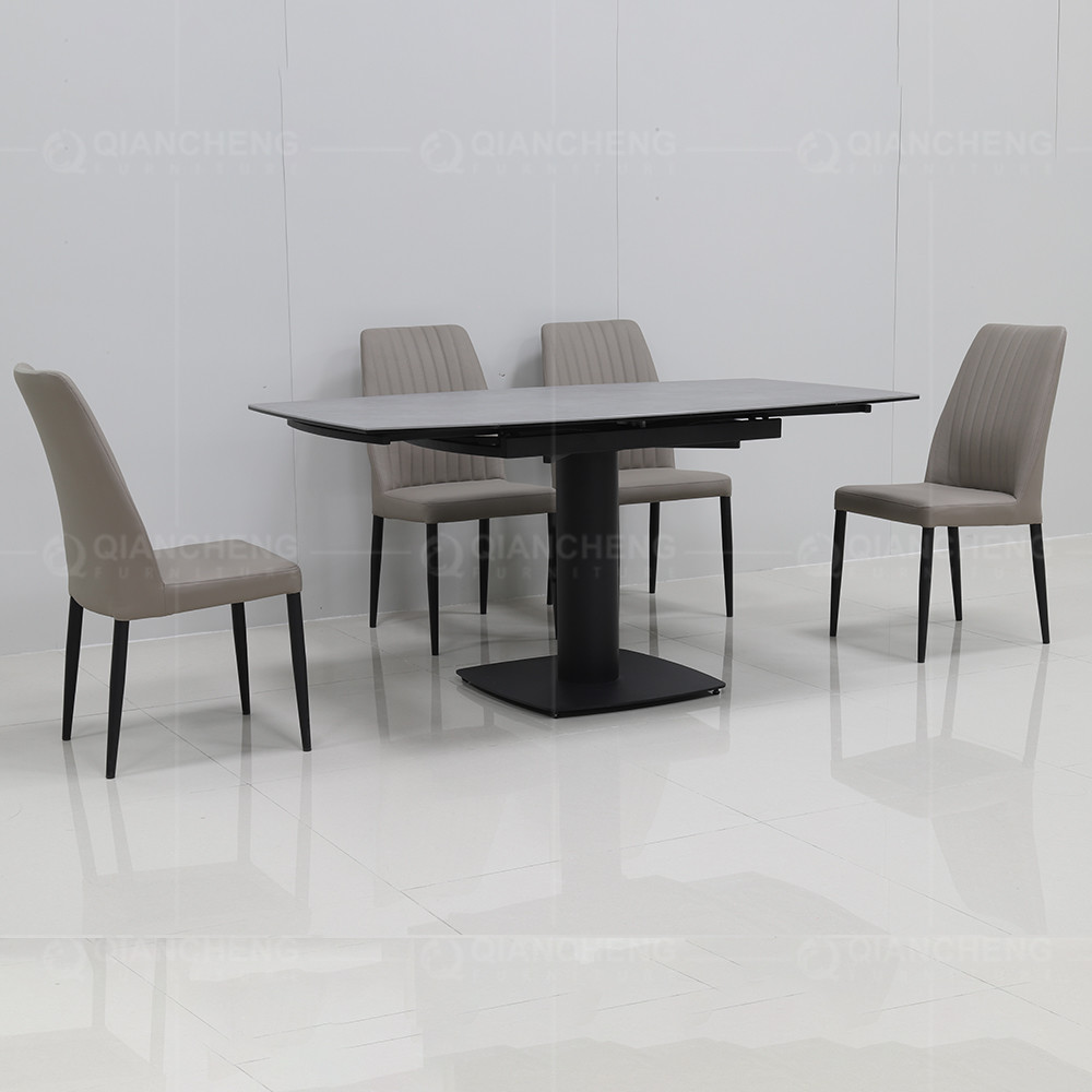 Extending 1.16CBM Rectangle Dining Table Set Rectangle Sintered Stone top