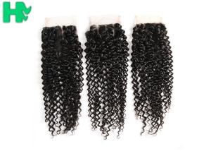 China 8’’ - 20’’Unprocessed Human Hair Closure Kinky Curly Bleached Knots wholesale