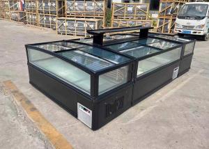 China Curved Sliding Glass Top Island Freezer Automatic Defrost 1050 Litres wholesale