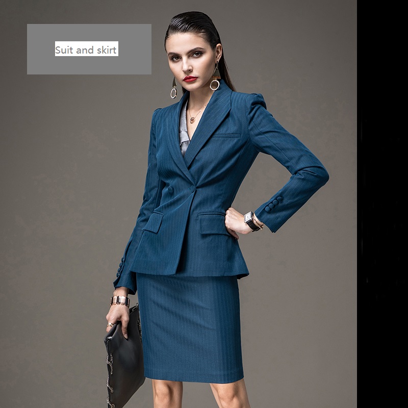 Autumn Dress Women's Fitted Business Suits with Hand Embroidery and Pure Pattern