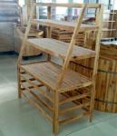 Wooden Bakery Shop Storage Shelving / Slatwall Display Rack For Supermarket