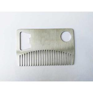 China Custom cool innovative men gift, engrave logo stainless steel credit card size wallet beard comb bottle opener on sale