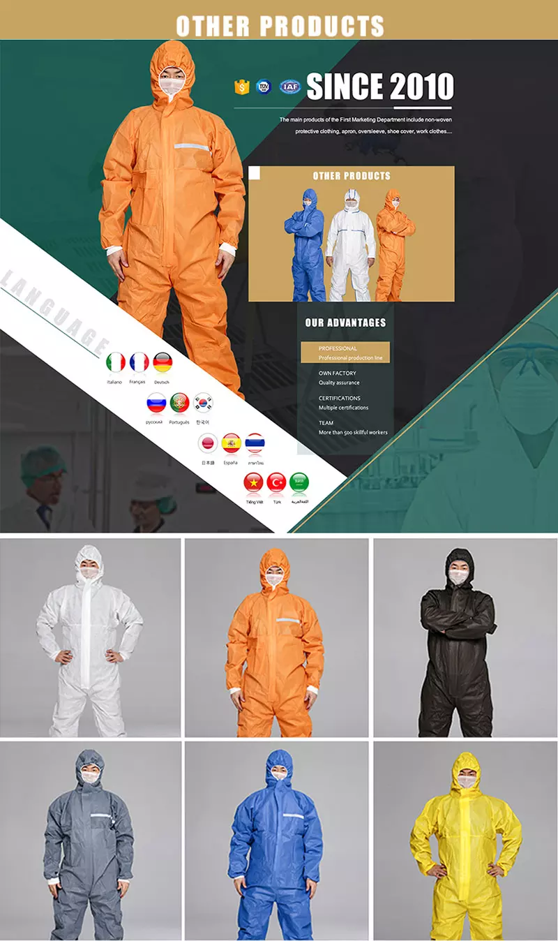 Type 4 Taped White Disposable Coveralls Anti Virus Blood Microbe Liquid Permeation