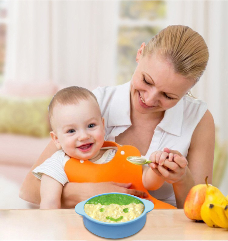 Food Grade Silicone Kids Bowls And Spoons Cute Silicone Baby Feeding Tool Soft Safe Silicone Baby Spoons And Bowl