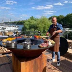 China Heavy Duty Metal Cooking Grill Garden Rust Corten Steel Outdoor Fire Pit Bbq wholesale