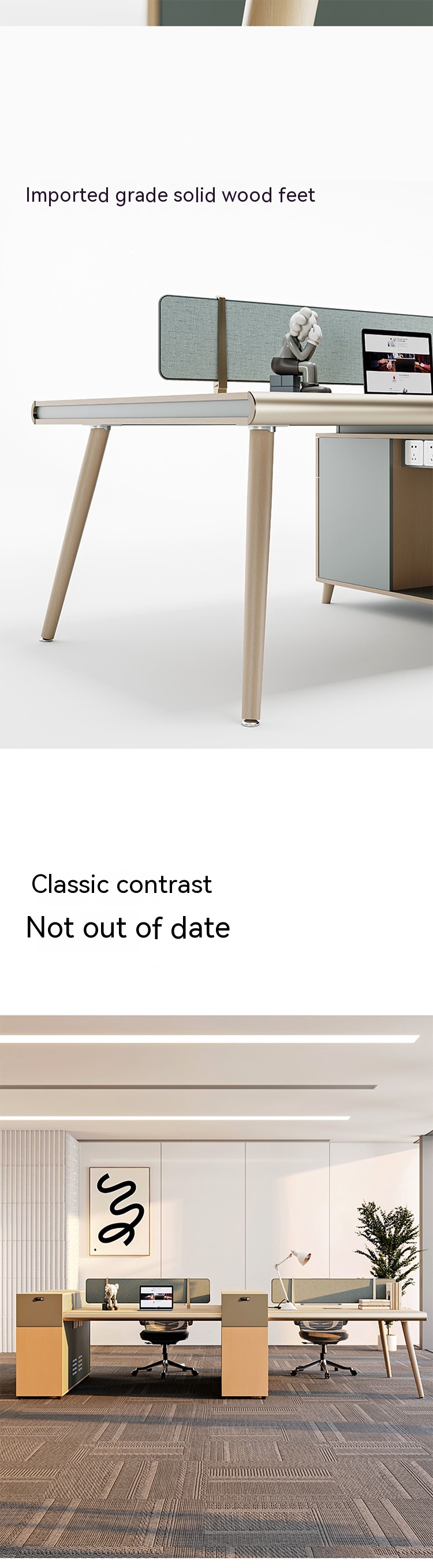 Customizable Staff Desks and Chairs Combination for Four People Office Workstation