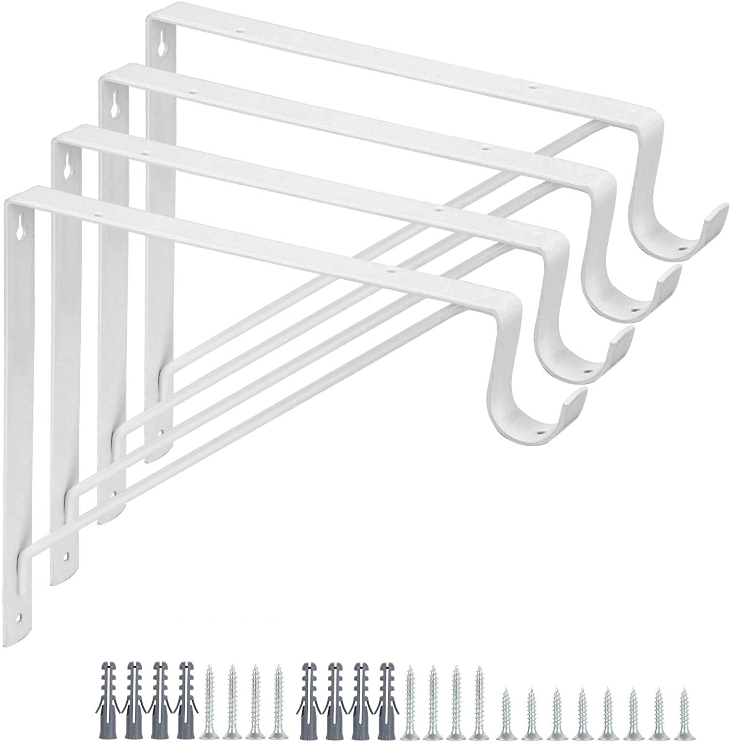 Standard Closet Curtain Rod Support Holder Bracket with Heavy Duty Metal Steel Bracket