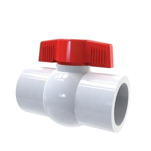 China Standard Length 2&quot; PVC Compact Ball Valve for White Plumbing Materials in White Color wholesale