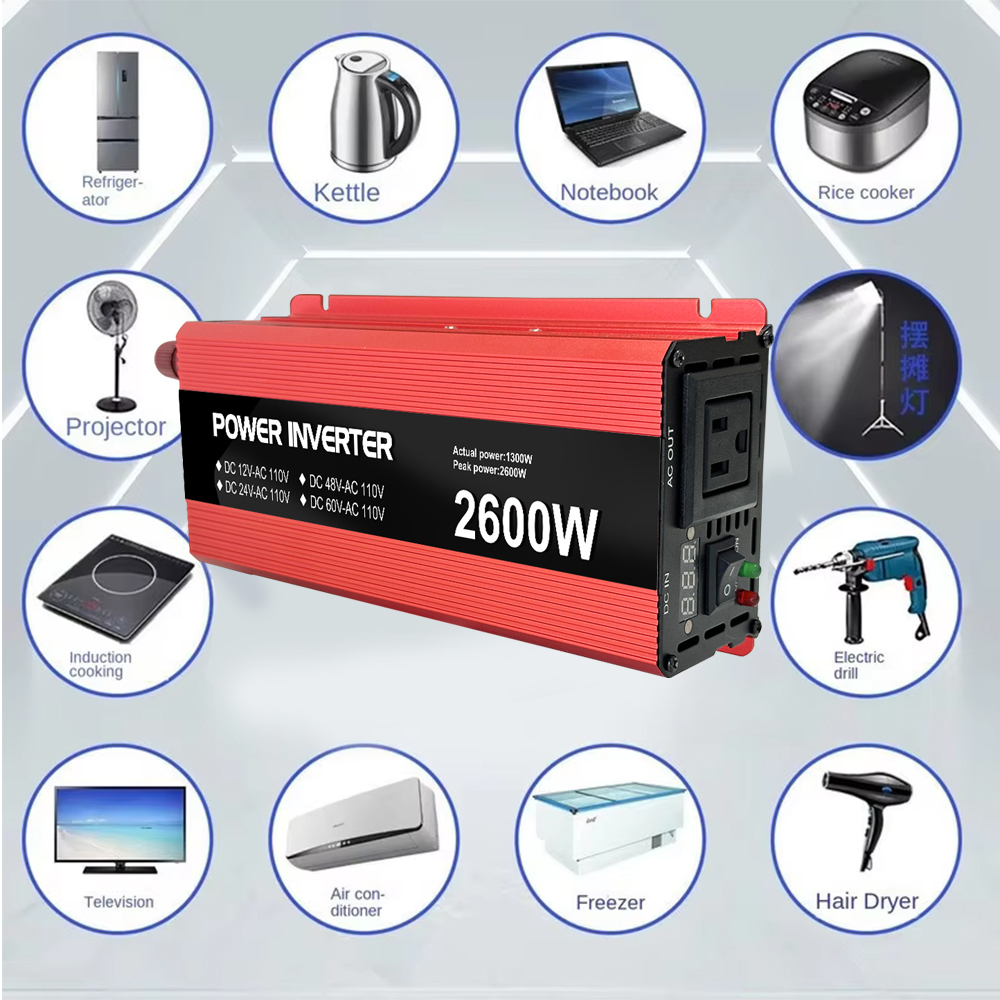 1300W 12V 24V 48V 60V to 110V 220V 230V Pure Sine Wave Power Inverter