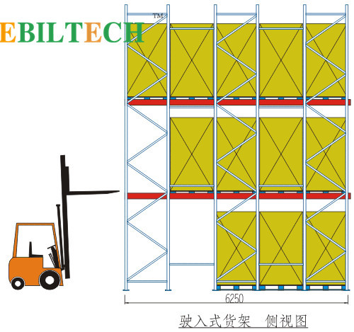 Blue Drive In Pallet Racking First In Last Out Or First In First Out Storage Style