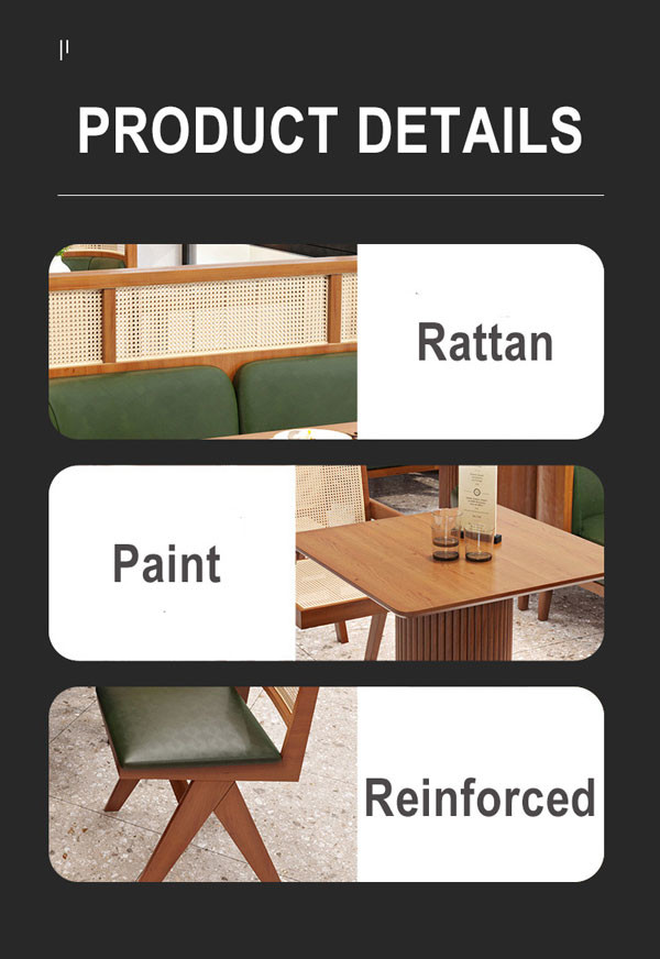 Restaurant Booth Rattan Cafe Style Dining Table And Chairs Modern Wood Furniture