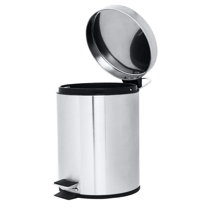 Mini Round Foot Pedal Trash Can Stainless Steel Dustbin With Garbage Rubbish