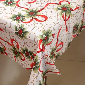 China BSCI audit passed-Luxuary 100% Polyester Christmas printed tablecloth wholesale