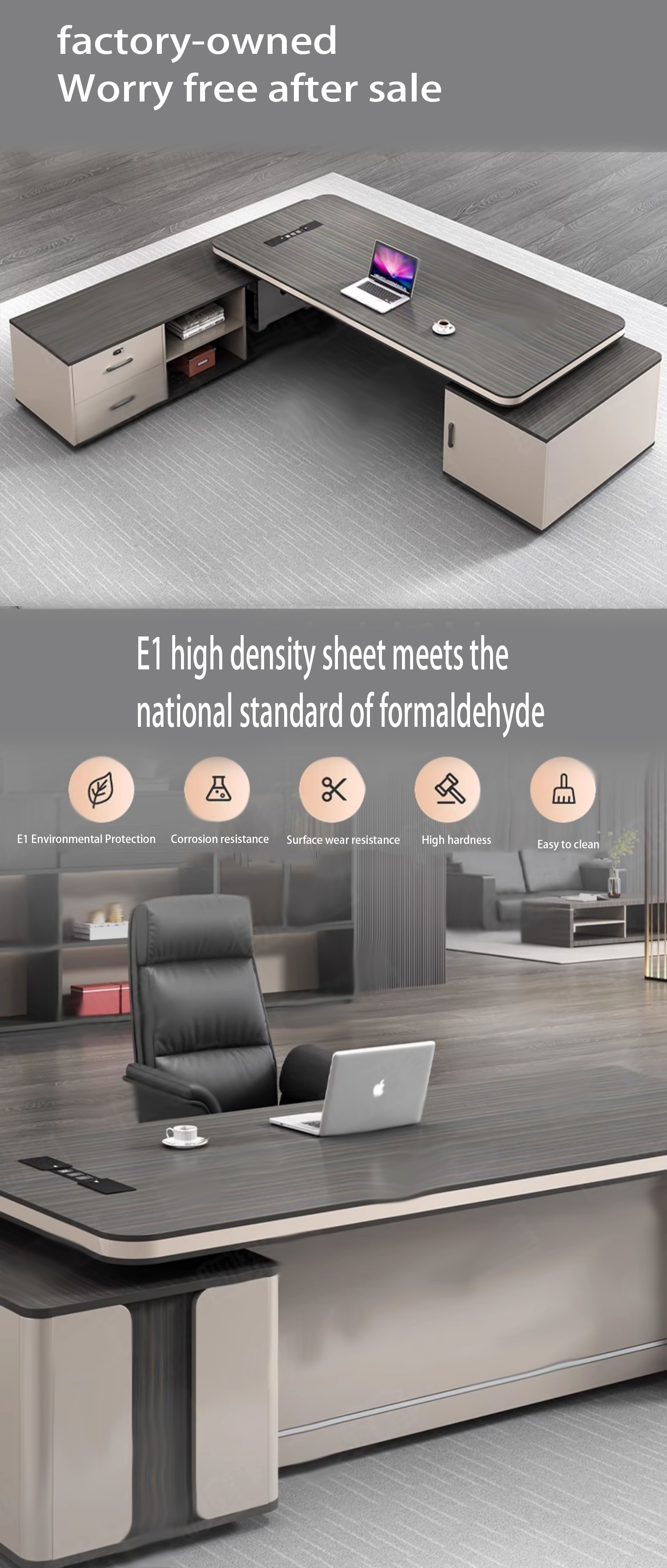 Simple Modern Office Furniture Set Large Desk and Chair for Eco-Friendly Manager Room