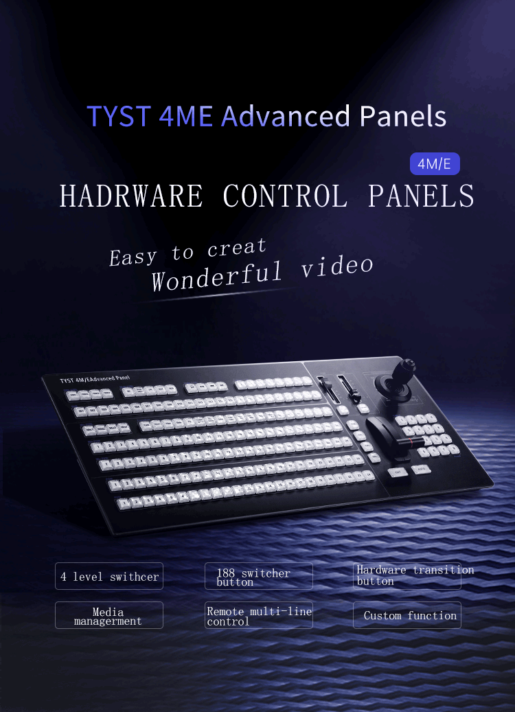 PTZ Input 4M/E TYST Switch Panel Keyboard VMIX Control Panel 4ME Real Time Live Slow Motion Playback Systems