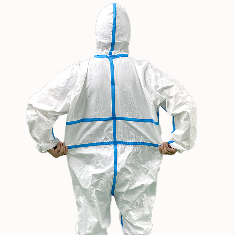 Non Woven Type 4 5 6 Hooded Microporous SF Disposable Protection Clothing With Boots