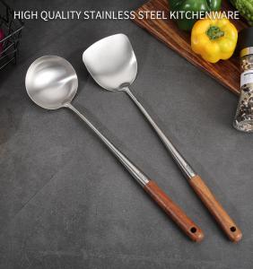 China Extended Handle Rosewood 304 Spatula Stainless Steel Kitchen Utensils wholesale