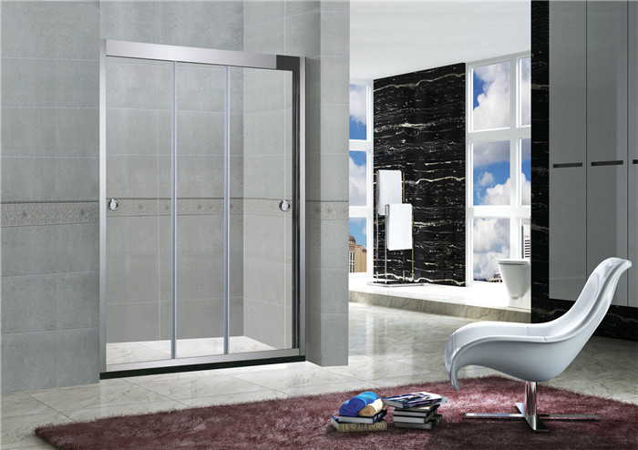 8MM /10MM Double Sliding Glass Shower Doors Stainless Steel Square Handle For Home