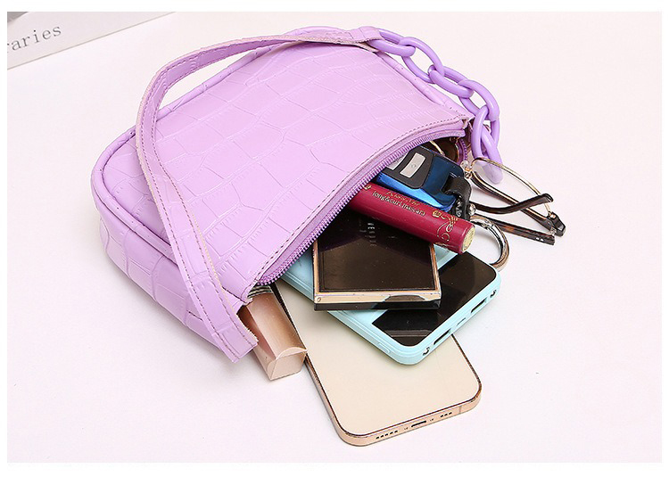 2024 Korean Alligator Underarm Zipper Bag PU Ladies Shoulder Bag for All Seasons