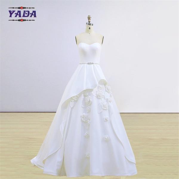 Elegant vintage handmade appliqued korean style dress strapless dresses latest