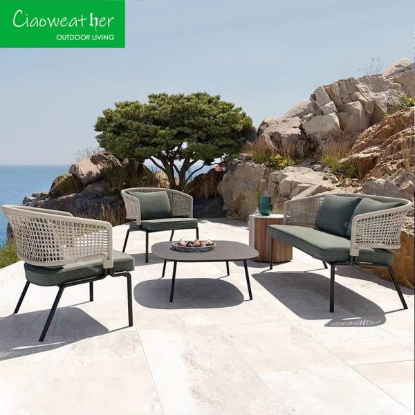 Modern Furniture Fabric and Design Luxury Rattan Outdoor Rope Recliner Sofa Set