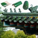 Authentic old glazed green Chinese roof tiles for building