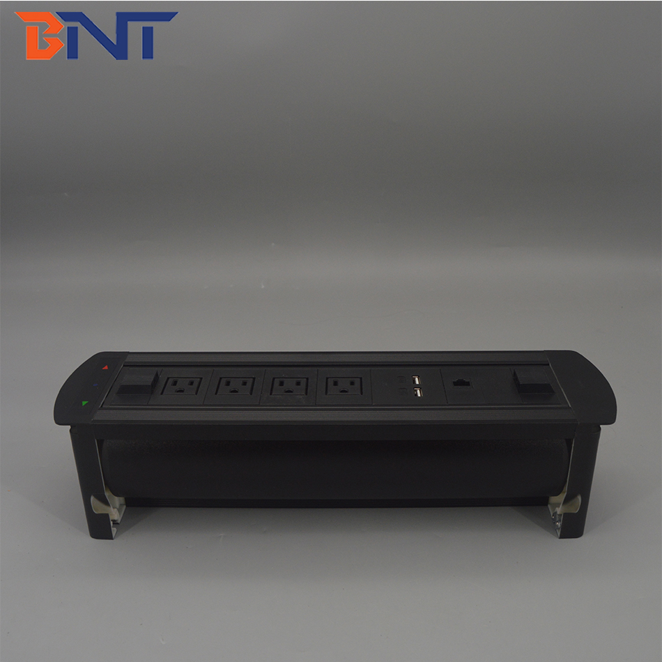 Aluminum brushed motorized rotatable table power socket outlet switch