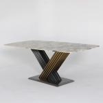 Stainless Marble Rectangle Dining Table Restaurant Furniture Dining Room Use