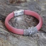 Women Vintage Jewelry Sterling Silver Zirconia Bangle Bracelet (015741WPINK)