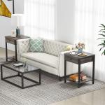 Customized Metal Frame Farmhouse Style Nightstands Gray Wood