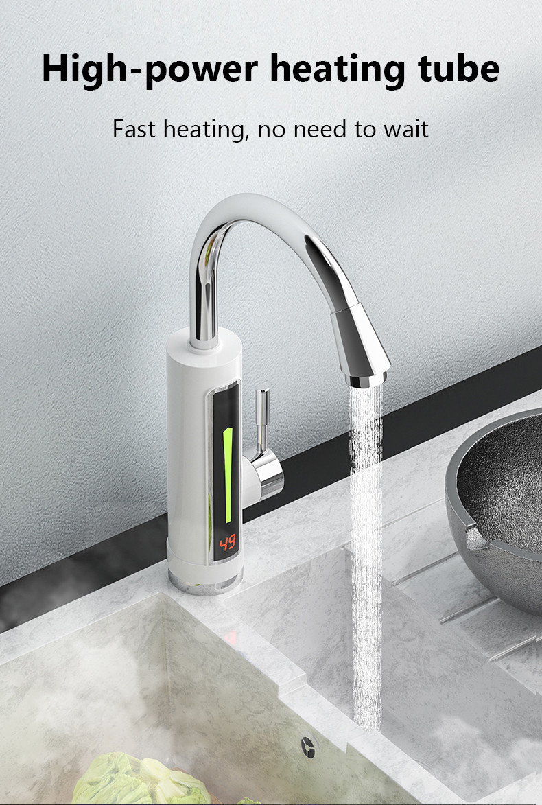 ABS Electric Hand Wash Tap SS304 Electric Kitchen Water Heater Tap 2-3L/Min