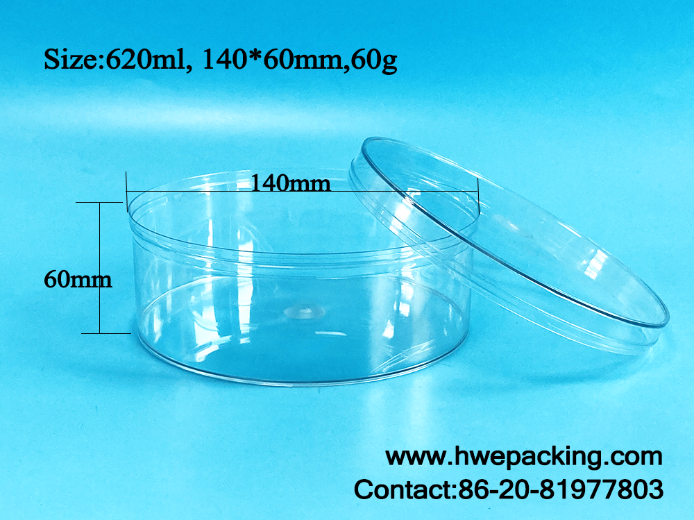 Round Biscuit Cookies Clear Plastic Packaging Box 620ml