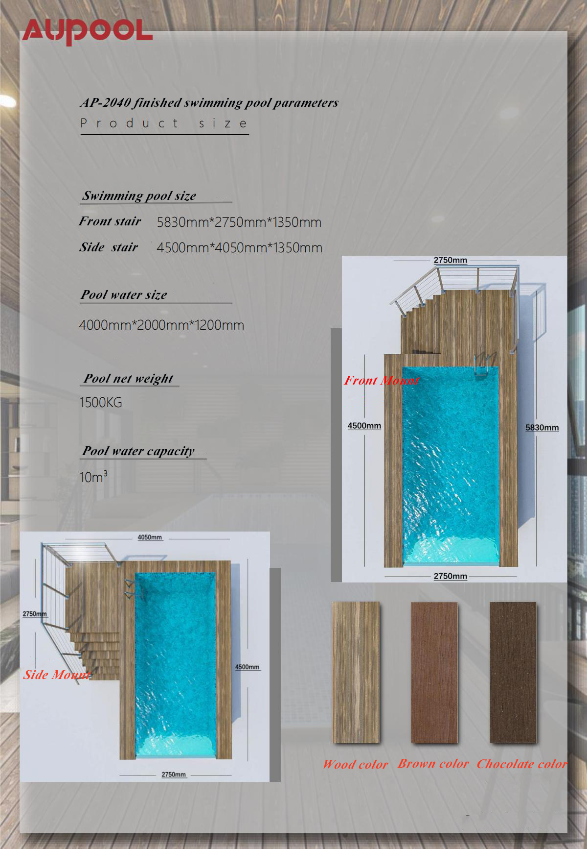 Transparent Finished Prefab Swimming Pool Humanized Design and Salt Chlorine Generator