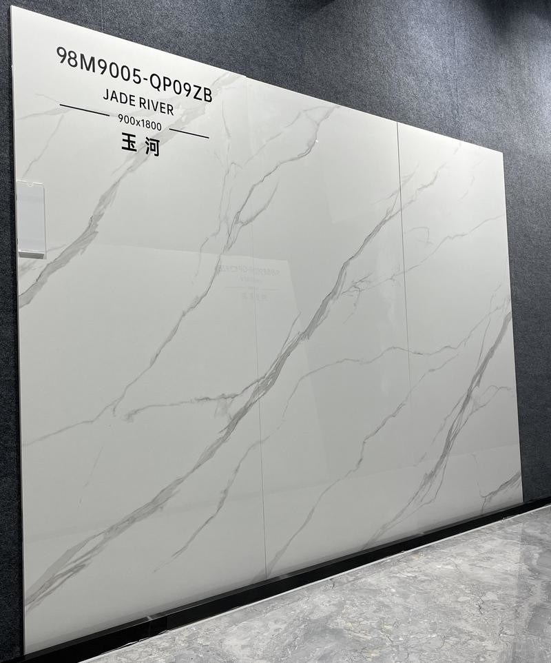 Inside Floor Antibacterial White Polished Porcelain Tile For Bathroom And Grade AAA 900x1800x9mm For Rebuilding