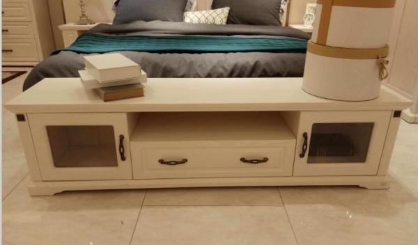 White Color European Contemporary Furniture TV Entertainment Unit With Three