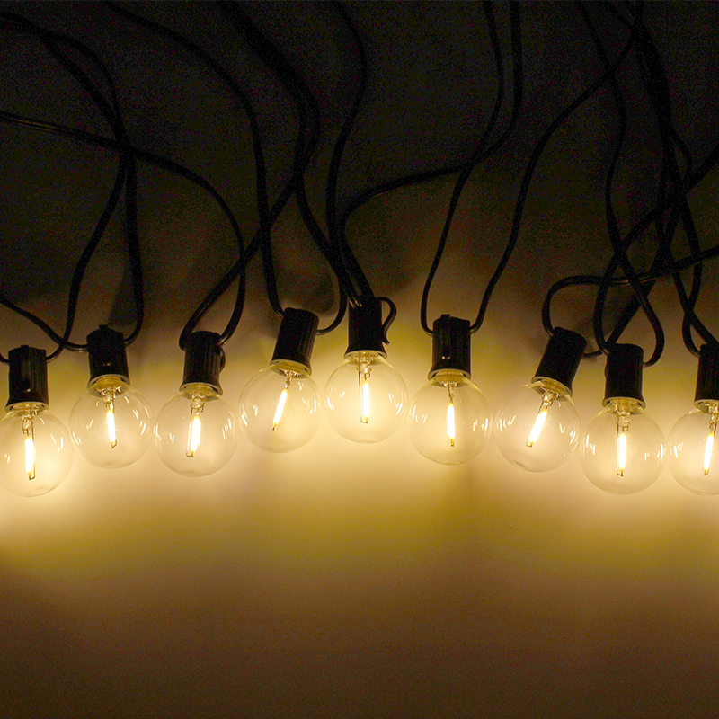 LED Cafe lights with Tuya APP Wifi smart RGBW String Lights 48ft 24sockets hanging lights for patio comme