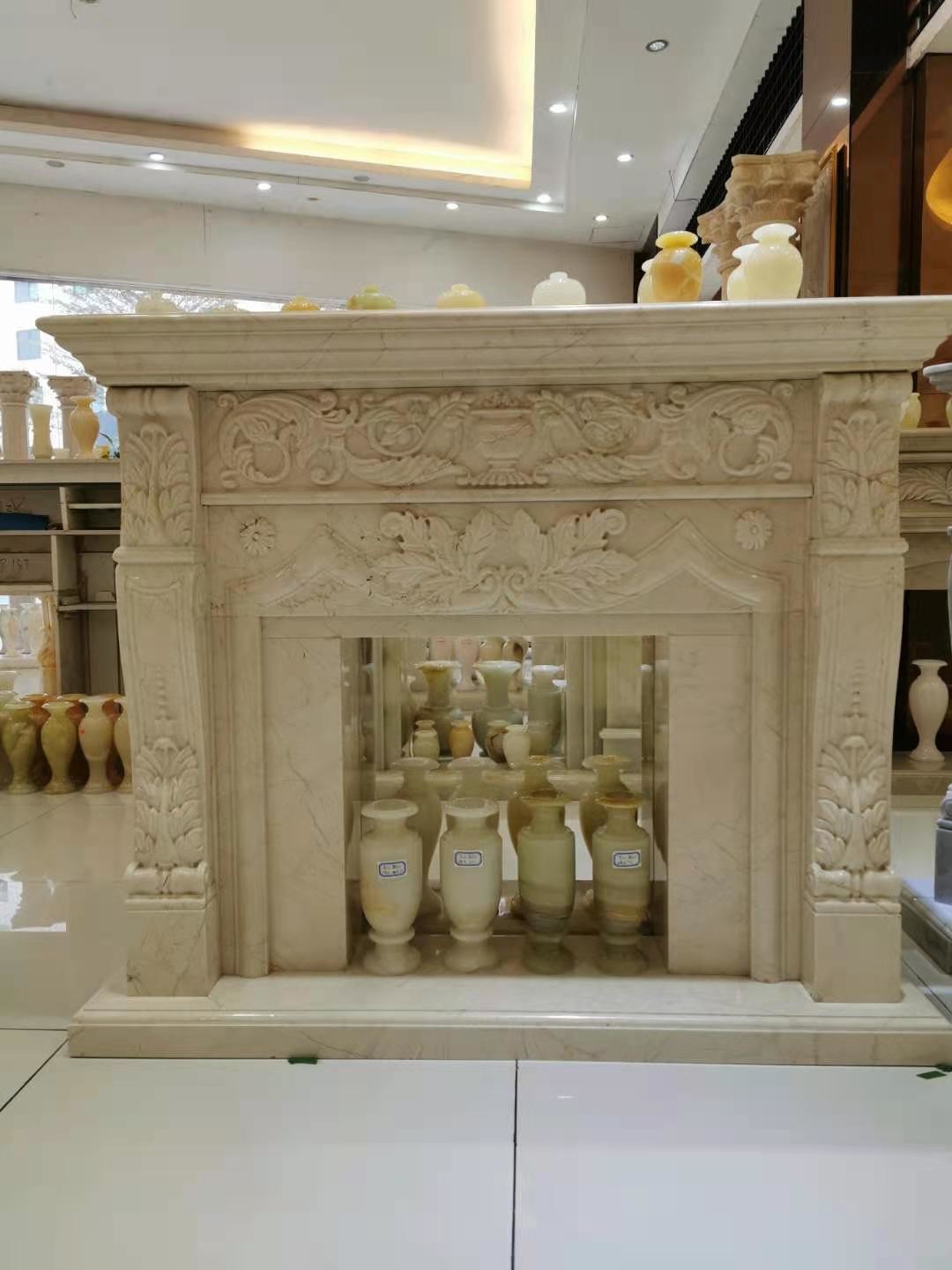 Customized Decorative Onyx Stone Marble Fireplace Surround