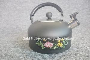 China Two Cups Flower Pattern Stainless Steel Water Kettles With Whistle wholesale