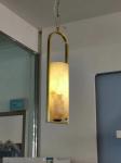 Indoor Alabaster Glass Brass Crystal Chandelier with Adjustable Chains