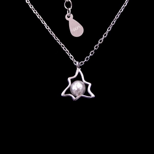 Irregular Shape Freshwater Pearl Drop Necklace Platinum Sterling Silver