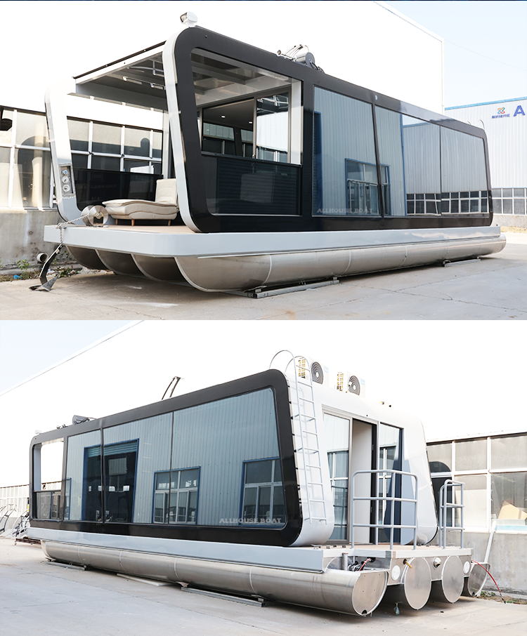 Water Sunbathing Aluminum Boat House 16 People With Kitchen Bathroom Bedroom