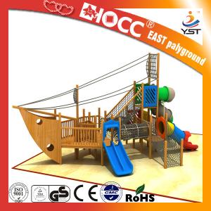 China Amusement Park Kids Wooden Pirate Ship , Wooden Outdoor Play Equipment wholesale