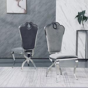 China Stainless Steel Luxury Grey Velvet Dining Chairs OEM ODM wholesale