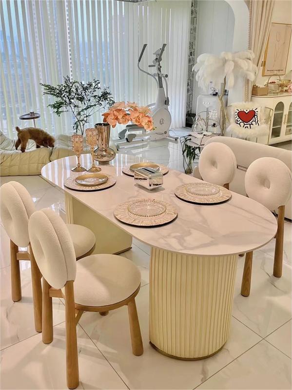 Oak Wooden Cashmere Dining Chairs Lamb Velvet For Modern Office
