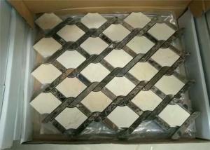 China Basketweave Natural Stone Mosaic Wall Tile For Living Room Crema Marfil Color wholesale